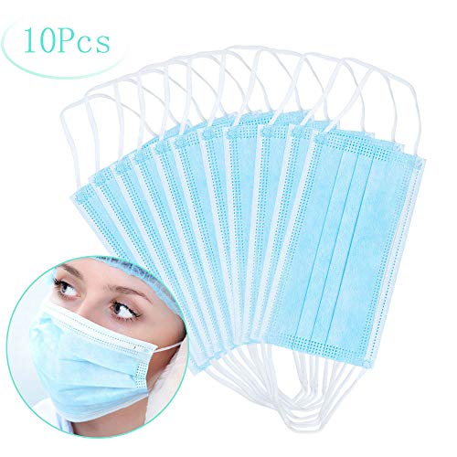 Máscaras desechables, máscara sellada con bucle elástico para los oídos, 3 capas transpirables, cómoda máscara sanitaria para uso al aire libre, oficina en el hogar-10 Pcs