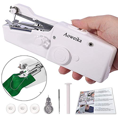 Mini Máquina de Coser Portátil de AOWEIKA, Herramienta Manual Portátil Herramienta de Puntada Rápida para Tela, Ropa o Tela de Niños