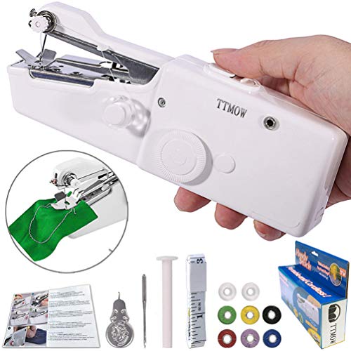 Máquina de coser de mano, portátil, resistente, mini máquina de coser  manual para jeans, ropa, telas, máquina de costura inalámbrica para